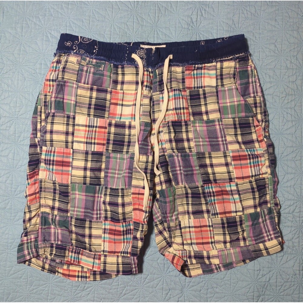 Denim & Supply Ralph Lauren Plaid Quilt Patchwork Madras Shorts Mens Sz L